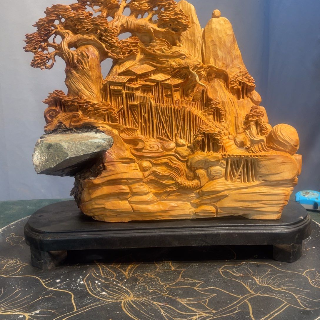 柏木（崖柏）崖柏精工意境潜龙在渊