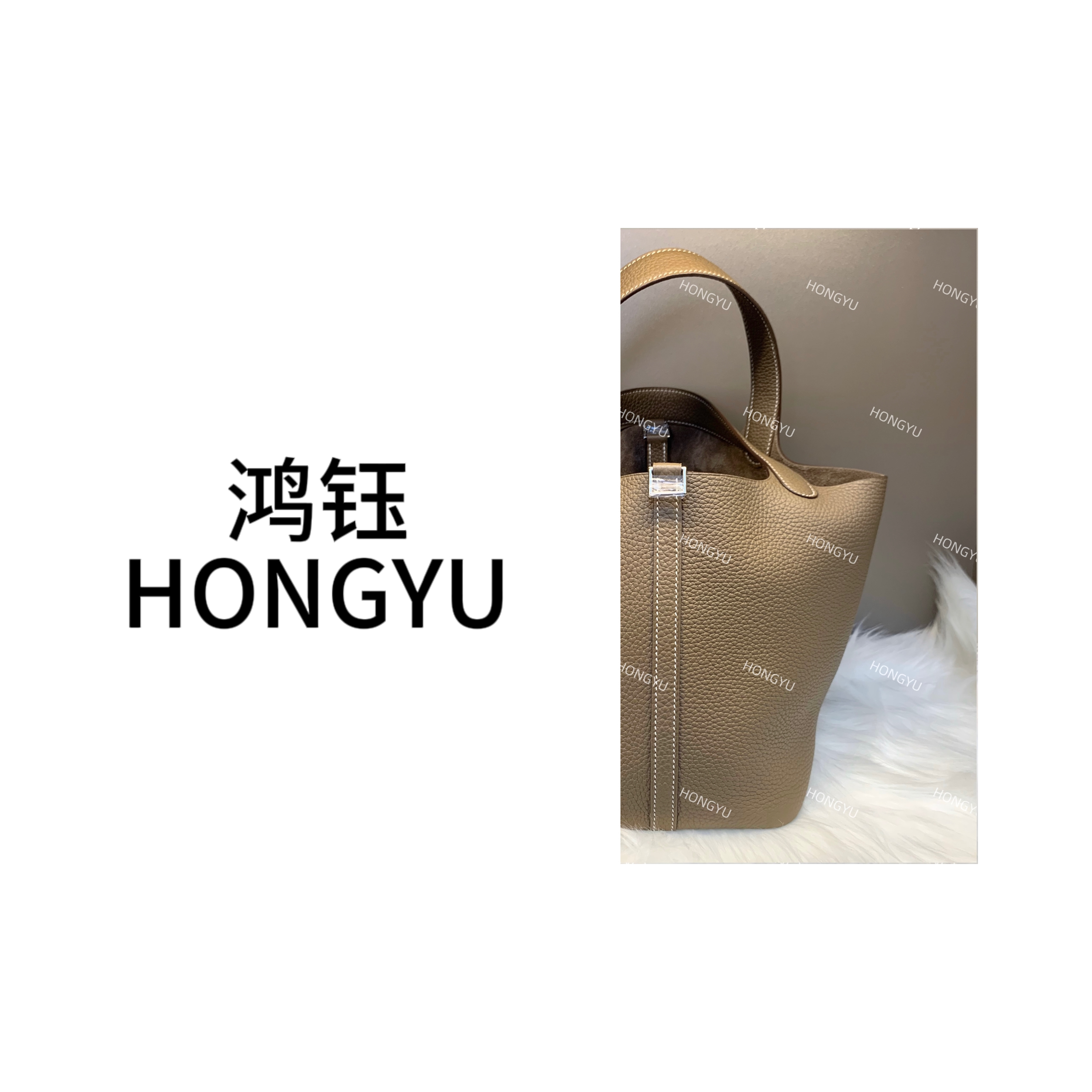 盛姐高定   22cm菜篮桶  大容量  原厂TC皮手拿气质包包