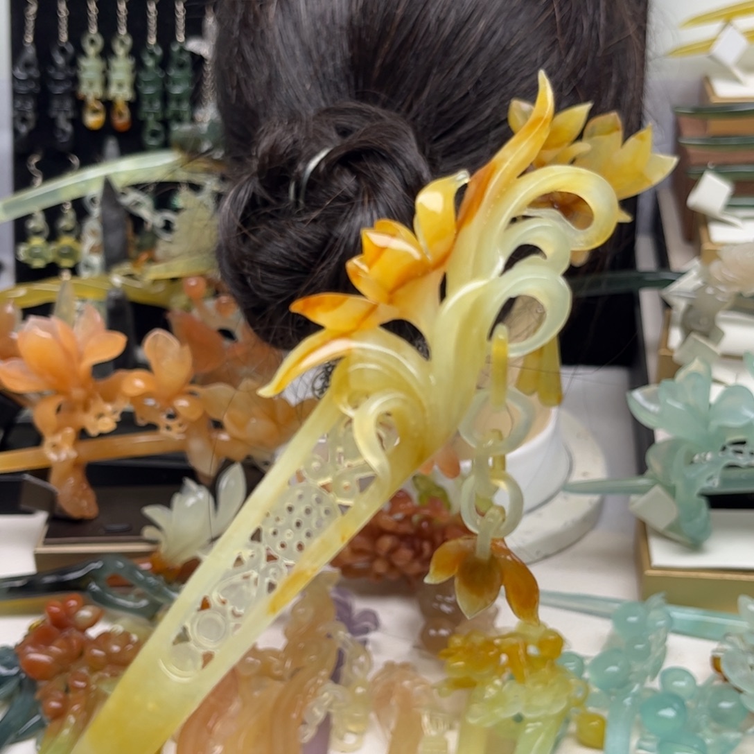 蛇纹石玉合金发簪