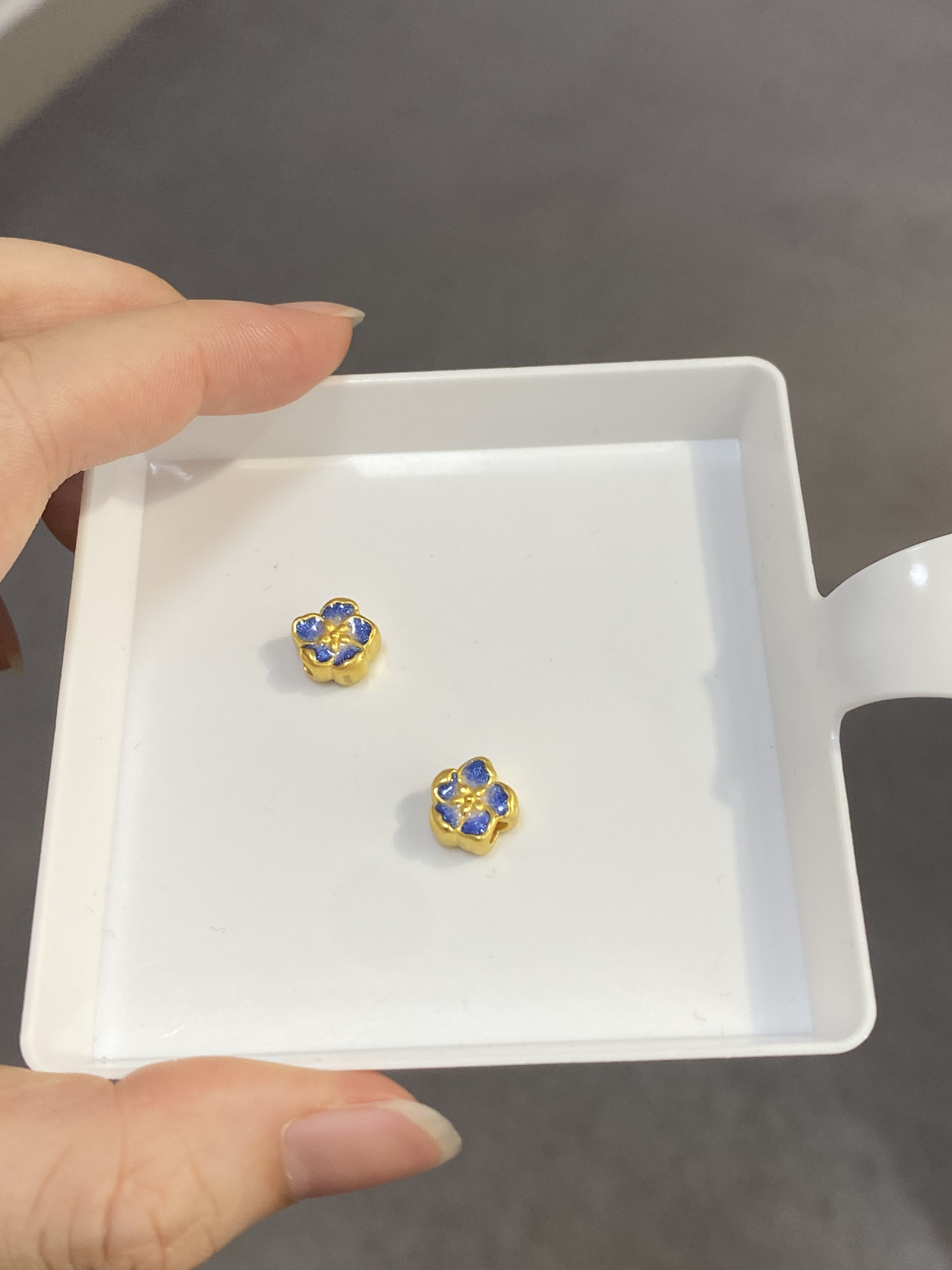 足金999烧蓝转运珠*2