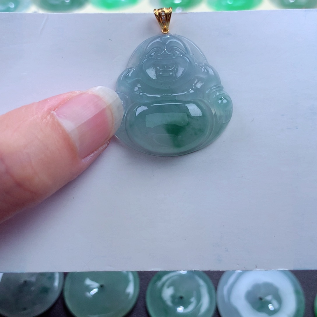 翡翠吊坠(不含链)18K金镶嵌