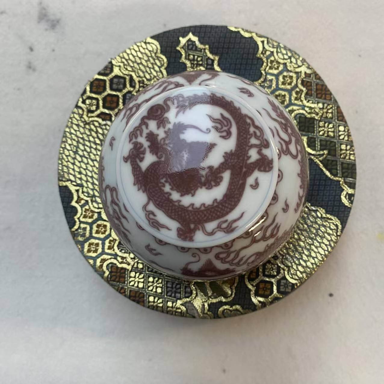 云巅汇 福利 釉里红暗刻云纹双龙戏珠茶叶罐