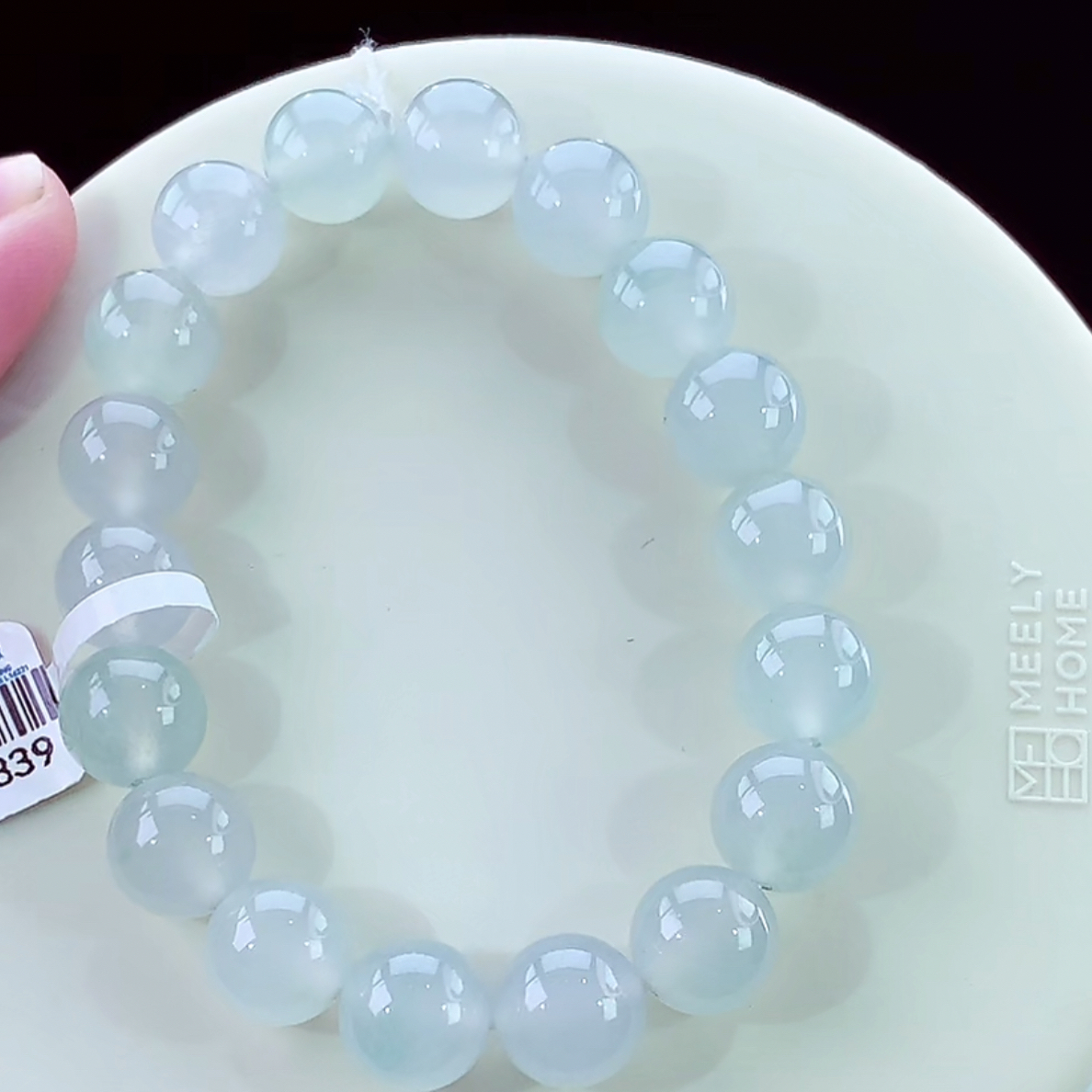 天然缅甸翡翠白冰手串