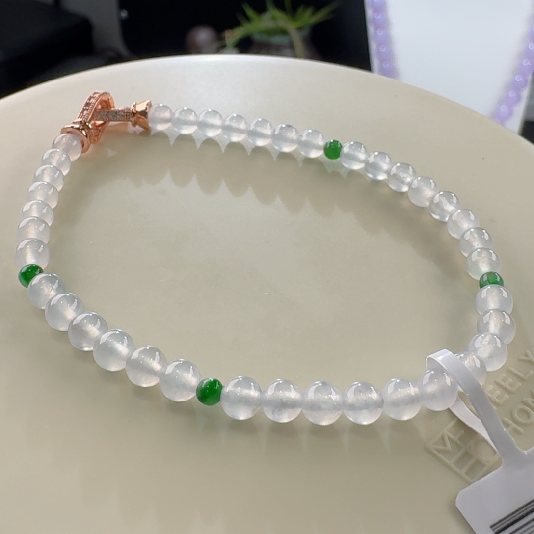 翡翠手链未镶嵌白冰单圈