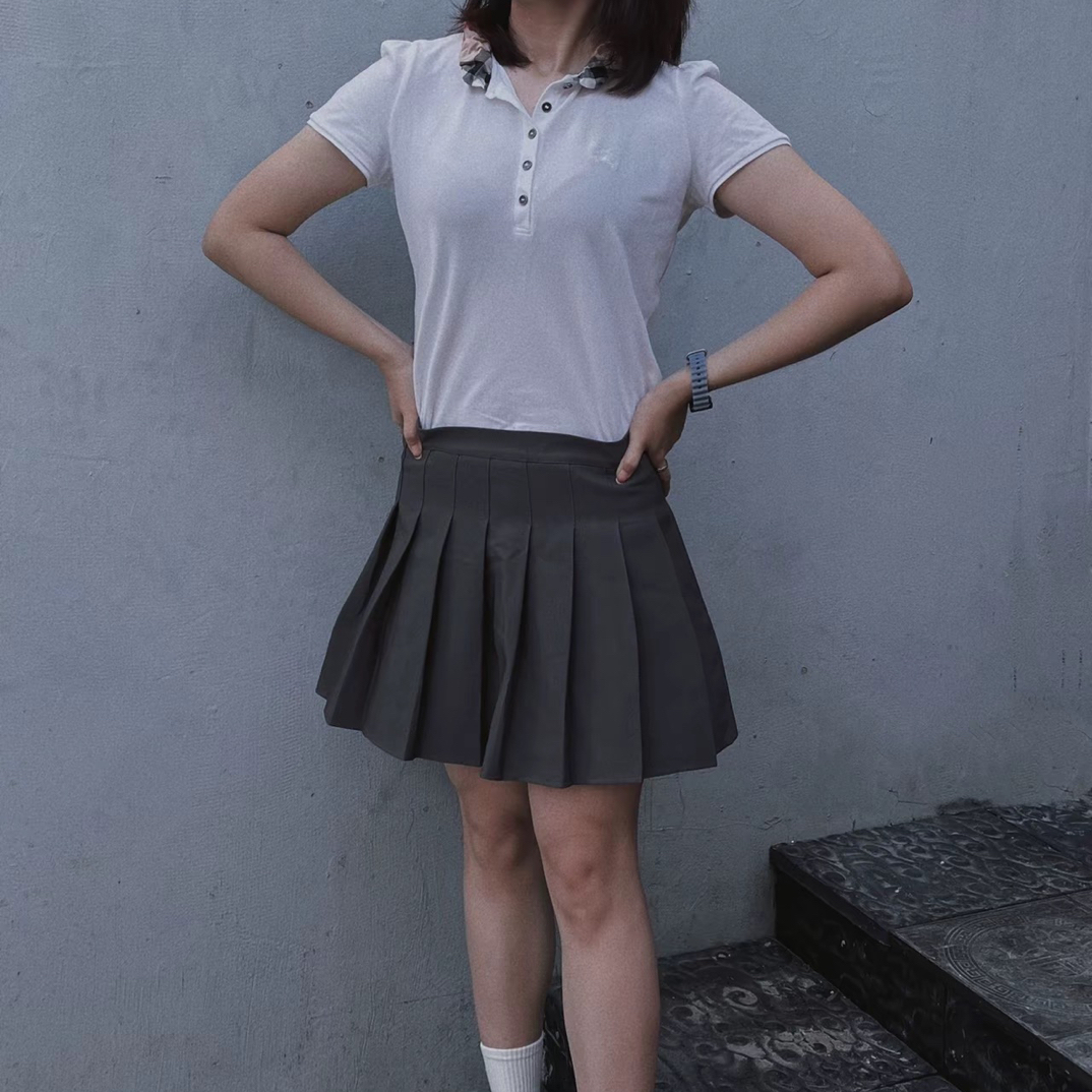 99新 BURBERRY/博柏利 M码/纯色纽扣泡泡袖polo衫/16410908