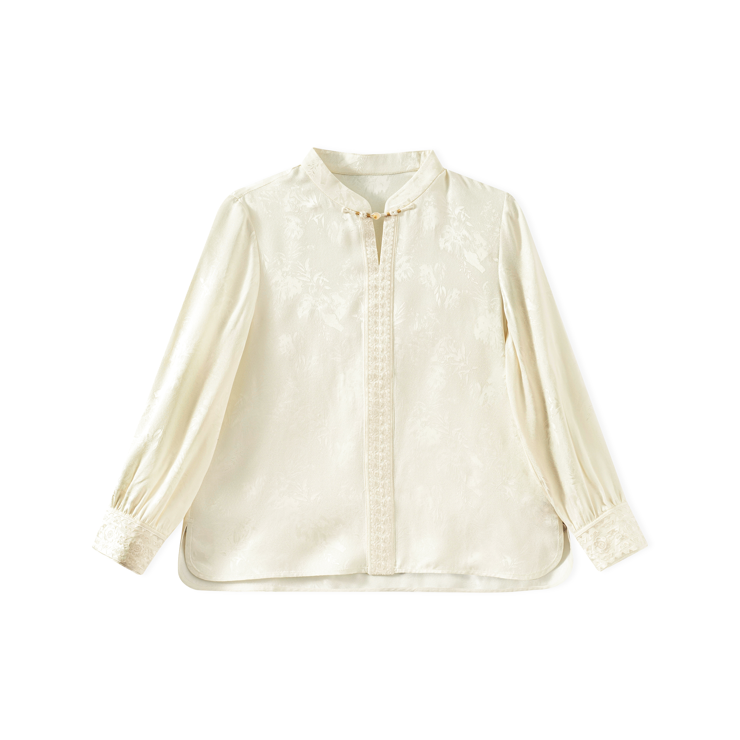 银月-YZQS800125新中式桑蚕丝衬衣时尚气质衬衫女装提花休闲百搭