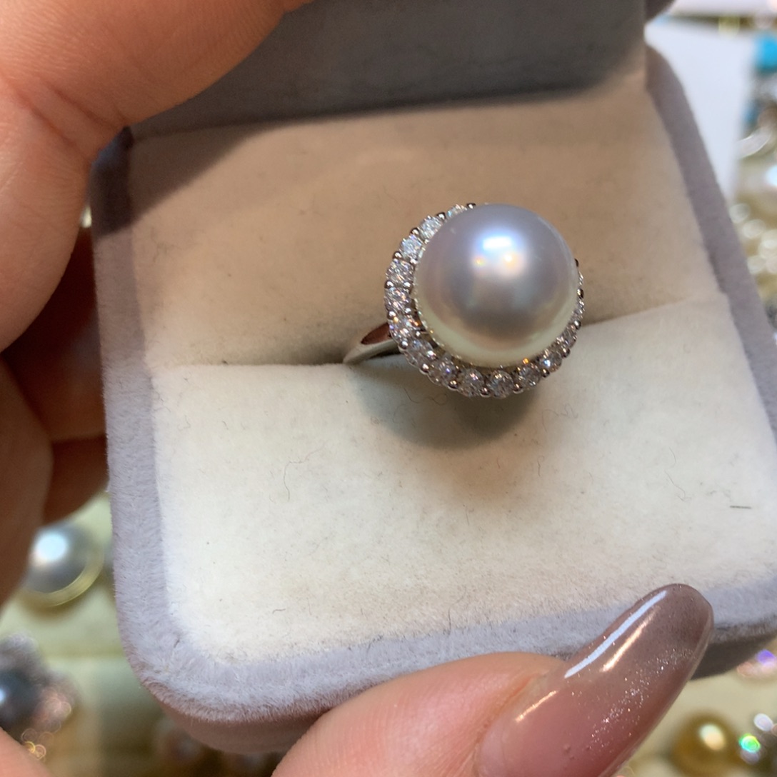 海水珍珠戒指银S925镶嵌