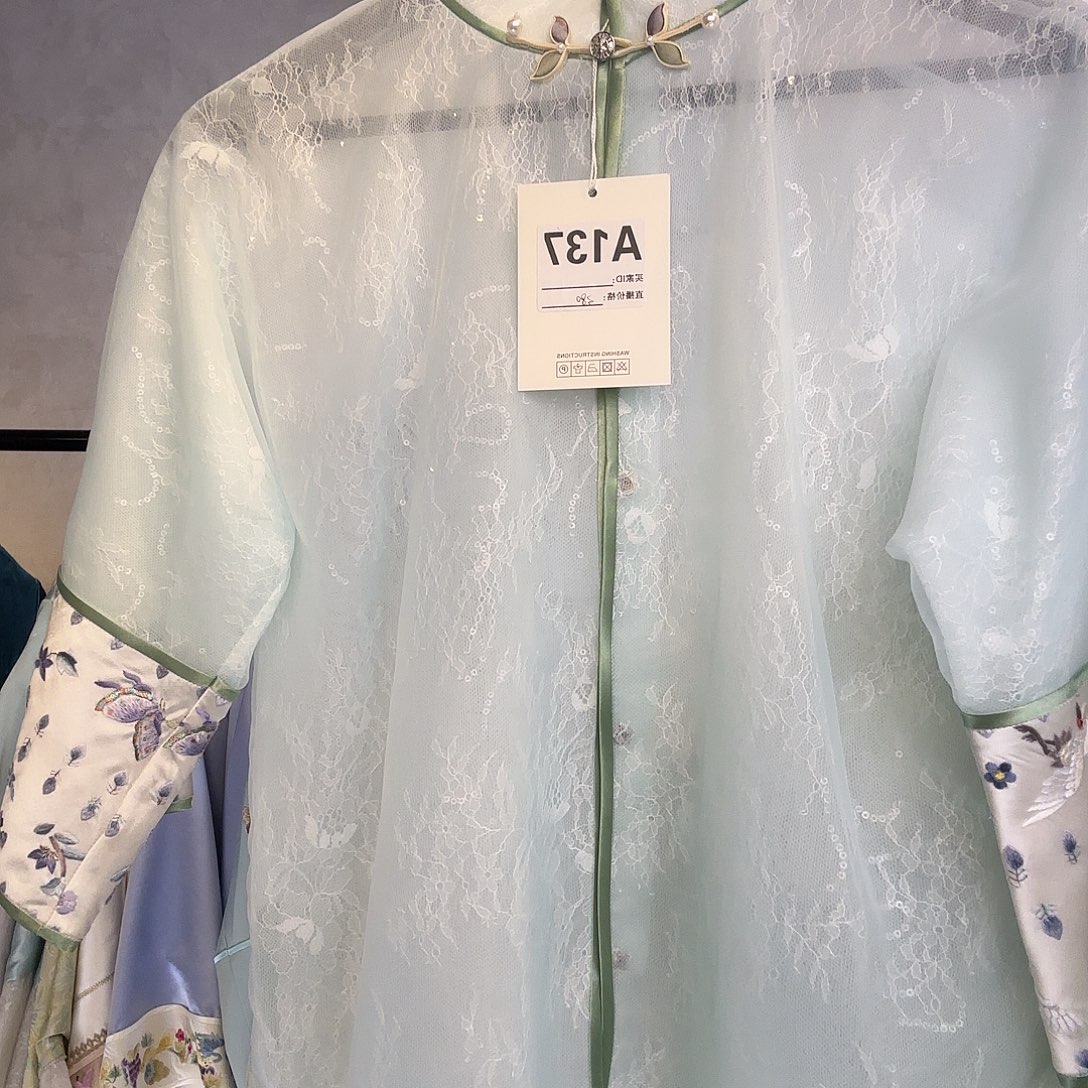 苏绣欧根纱短袖上衣0137