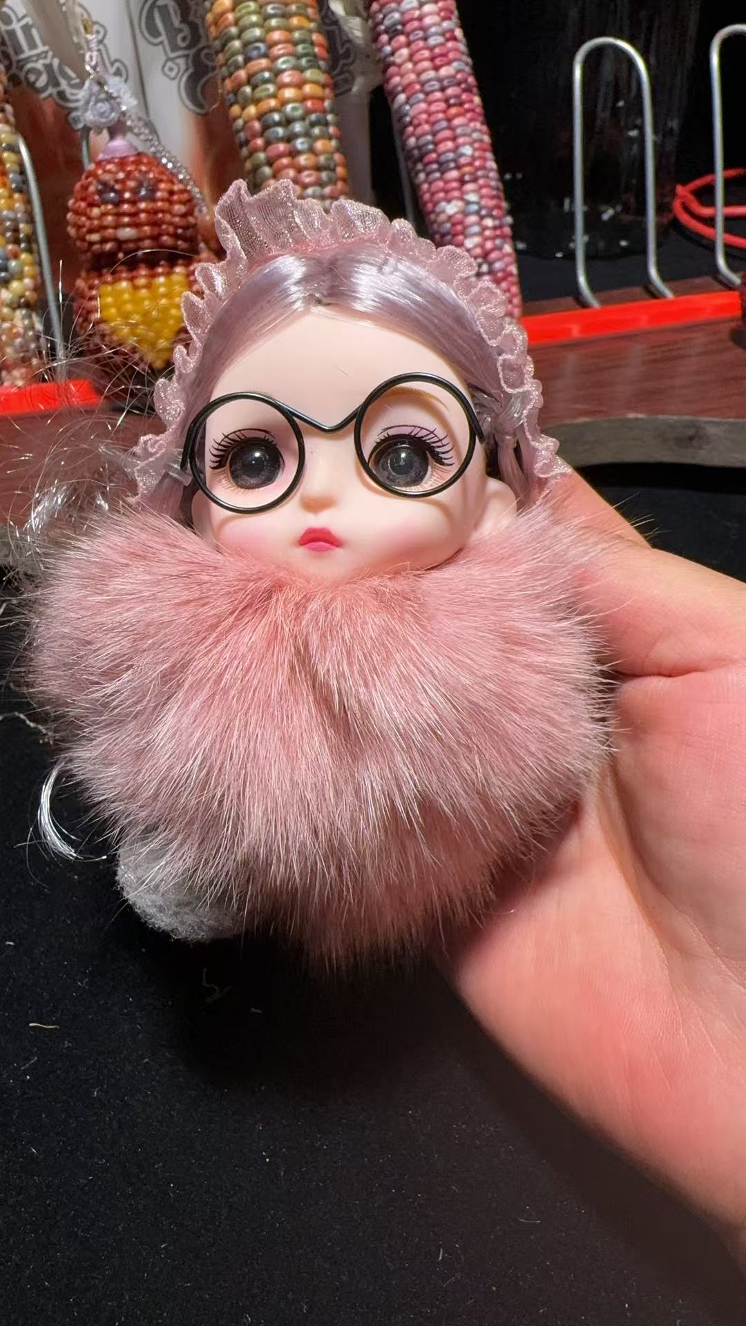 可爱大眼睛狐狸娃娃毛绒公仔汽车钥匙扣书包挂饰礼物