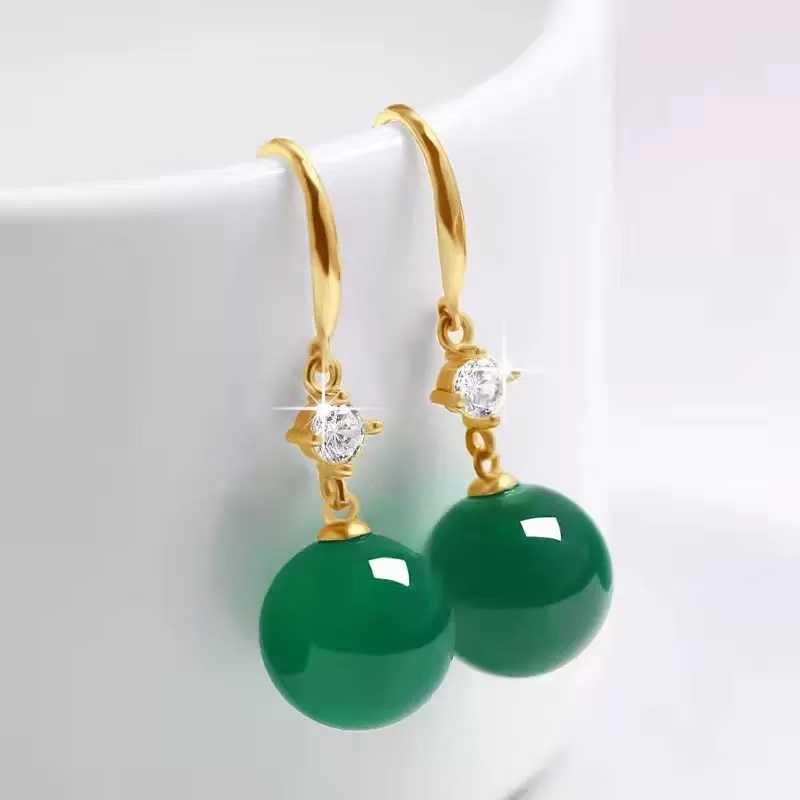 合金耳饰 c-1759【100号】气质优雅精致时尚耳勾轻奢百搭绿色8032