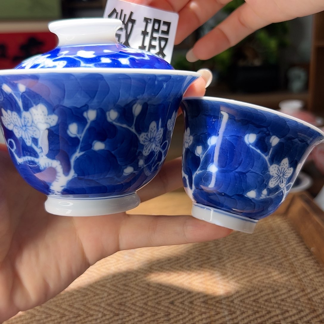 【闪购商品】木**明瑕疵 手绘 盖碗 