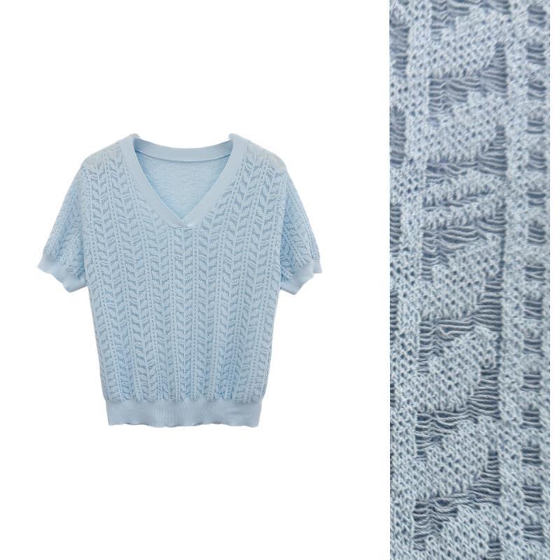 【893上衣】薇乐显瘦气质时尚夏季法式设计感蓝色