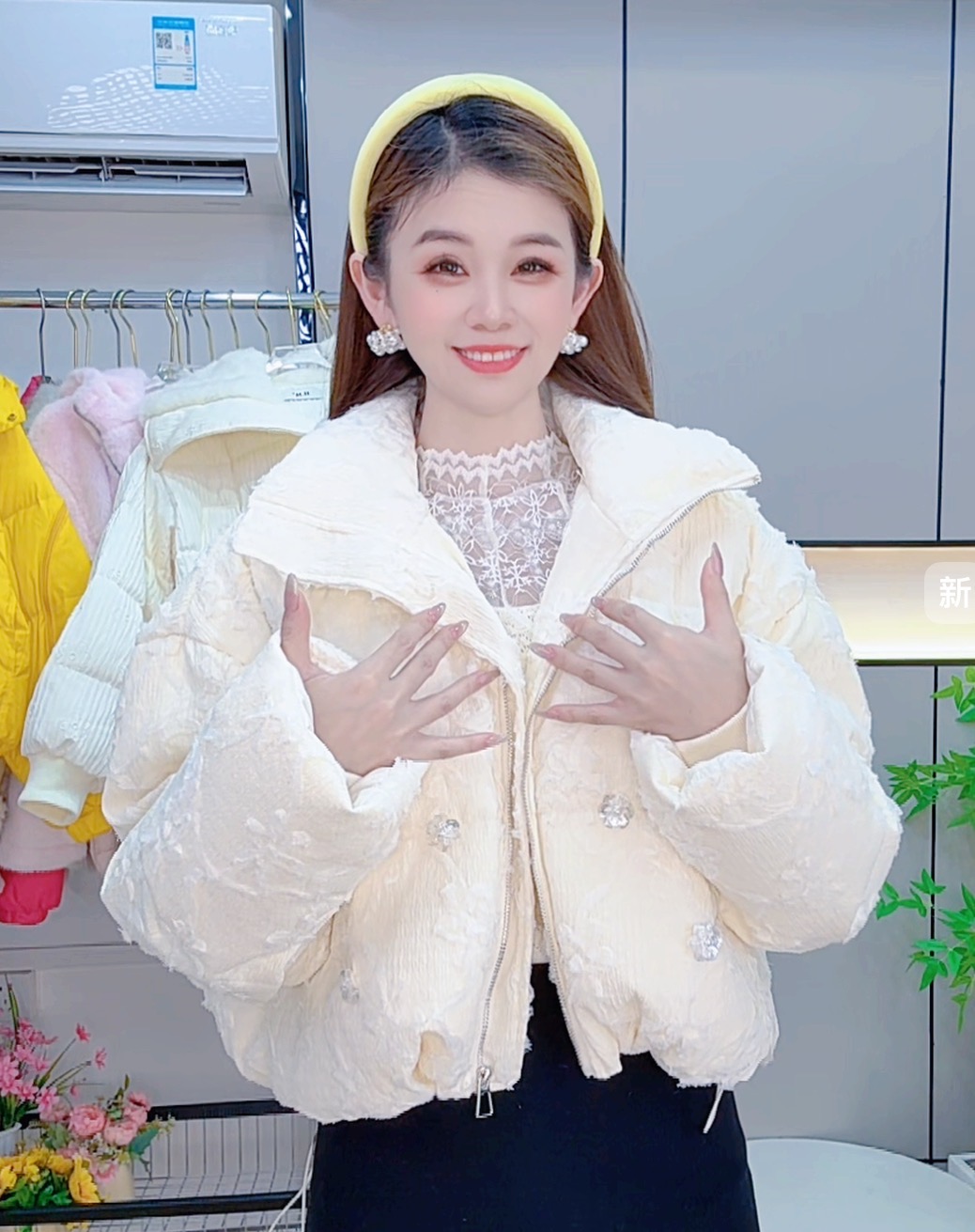 988#提花百搭短款鸭外套