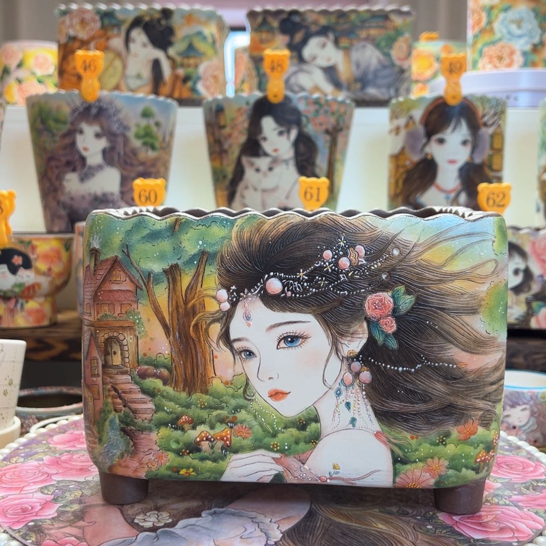 红陶Gogo的精工美女长方盆