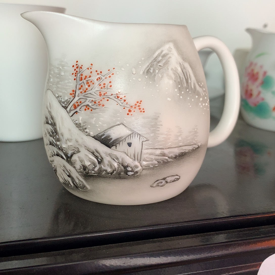 冰种素烧手绘公道杯
