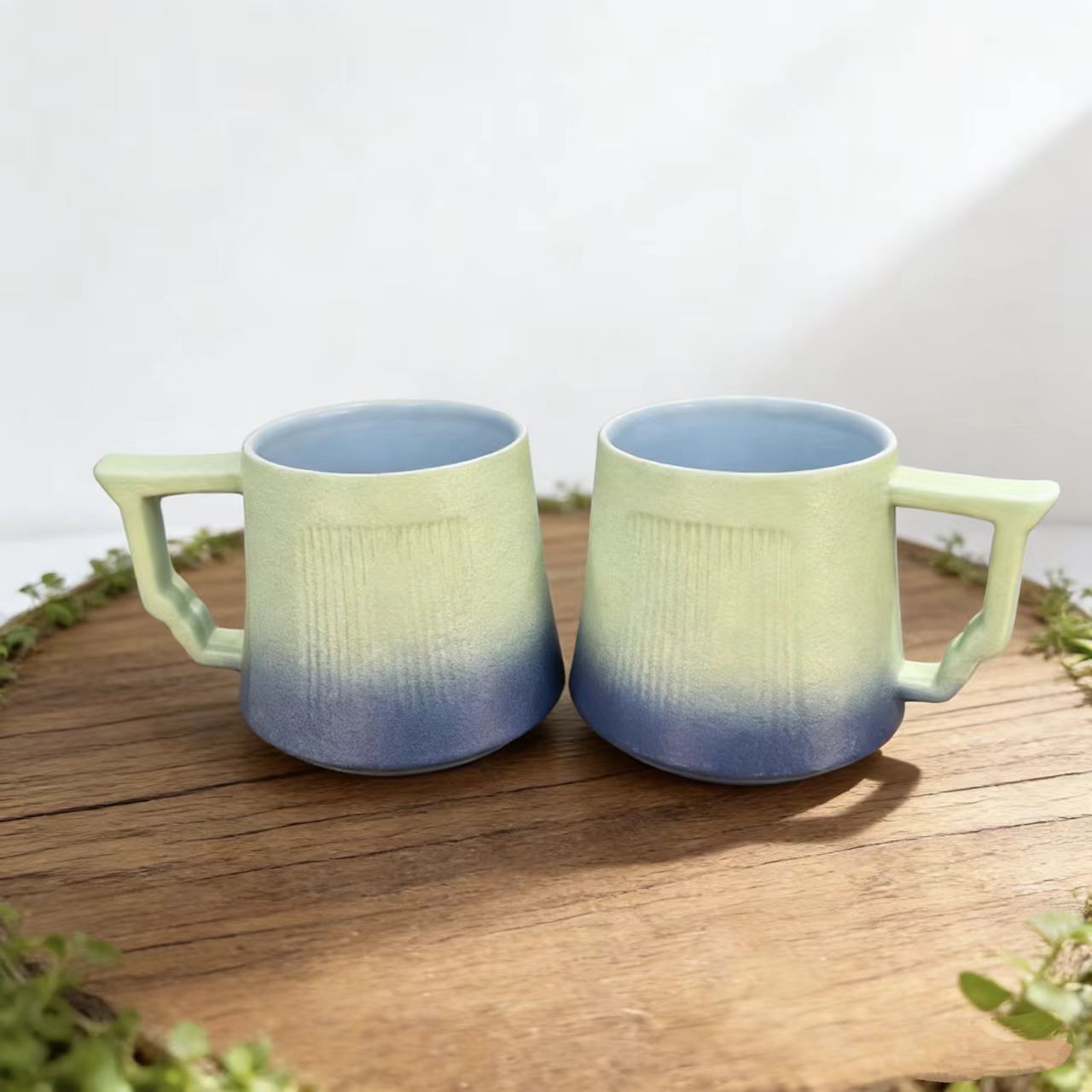 龙窑茶器  路宝渐变办公杯-黄蓝（对杯）  8943  （A）
