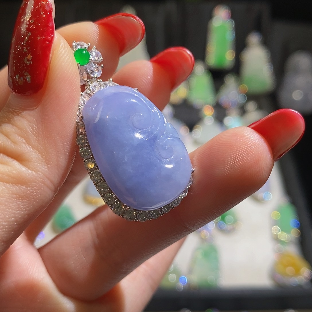 翡翠颈饰银S925镶嵌左****0天然翡翠