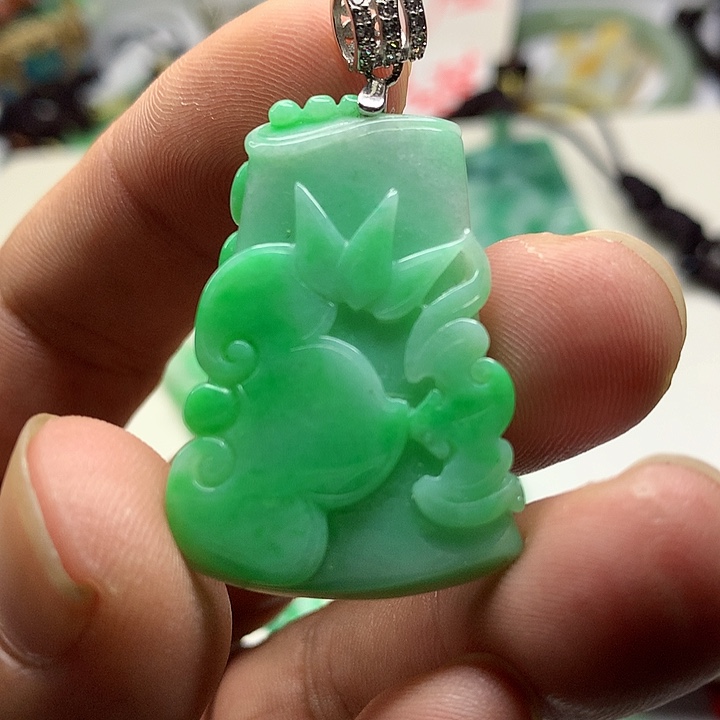 水***鱼吊坠(不含链)银S925镶嵌翡翠