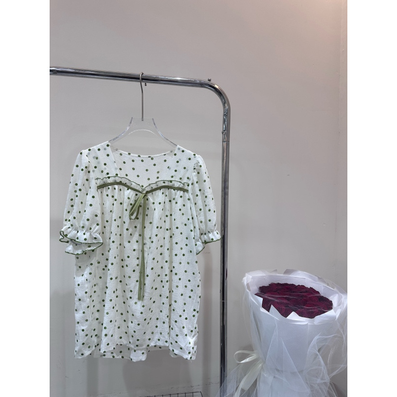 新款大码1000欧若风轻薄遮肉波点显瘦减龄宽松舒适衬衫上衣