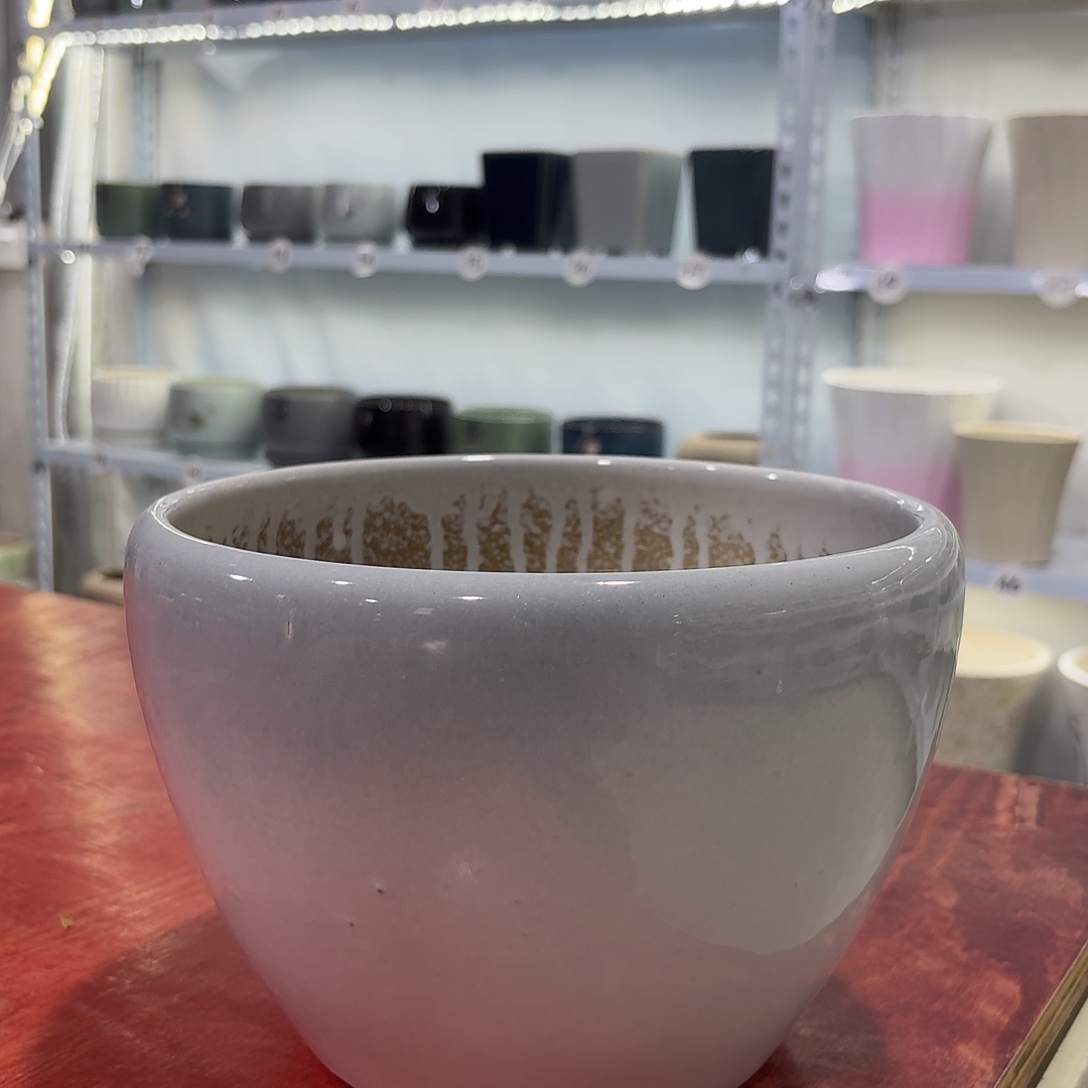 陶瓷花盆渐变灰苹果盆口径20高度16