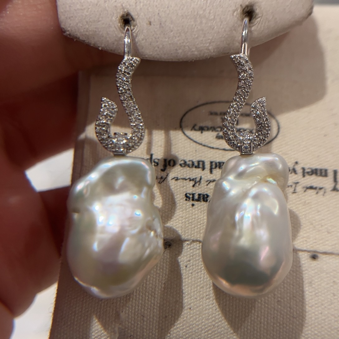 淡水珍珠耳饰银S925镶嵌