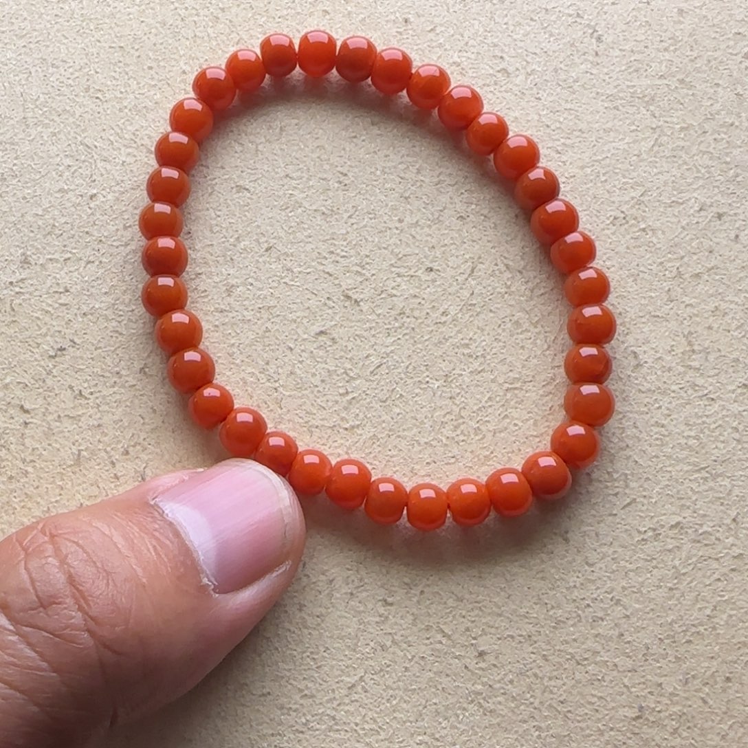 南红玛瑙未镶嵌手链5.7mm冷水河苹果珠