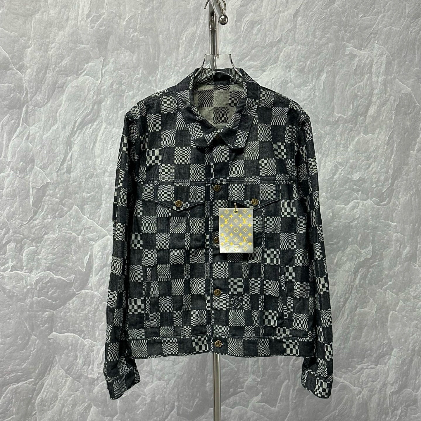 未使用 LouisVuitton/路易威登 棋盘格说明书牛仔外套 58码D17728