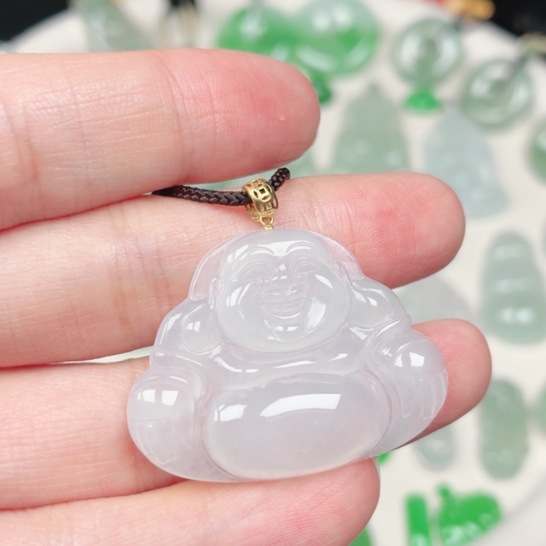 翡翠18K金镶嵌颈饰缅甸天然A货翡翠