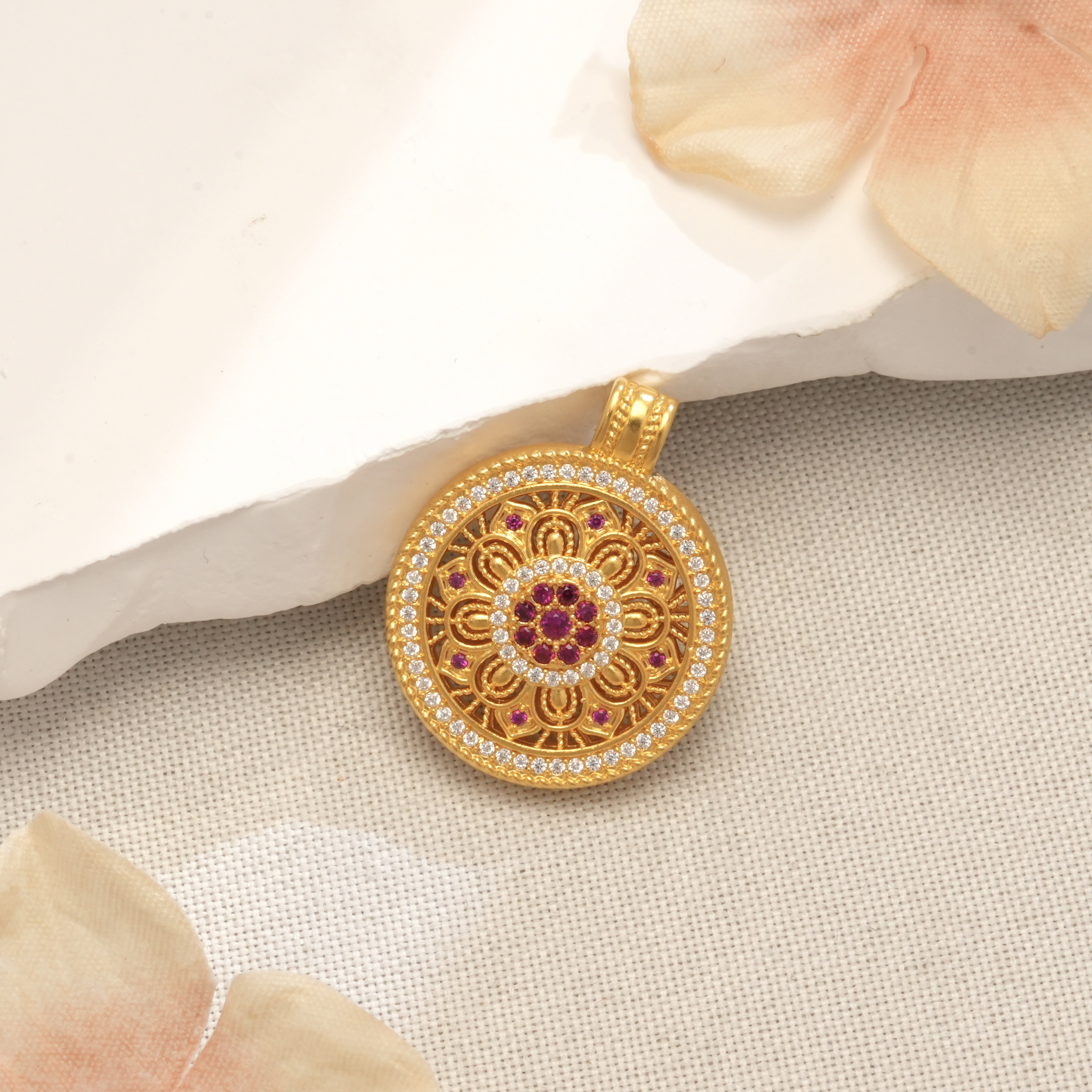 阿敏专属-Y【红宝花窗罗盘吊坠】足金999精工5D（附加458/358/299）