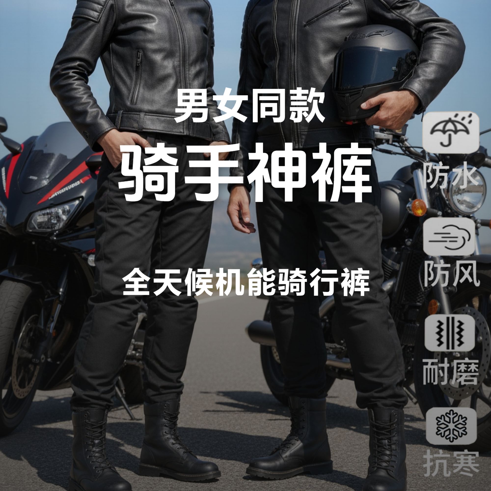 山海印迹冬季防风防雨骑行裤羊毛保暖裤防寒保暖男女同款