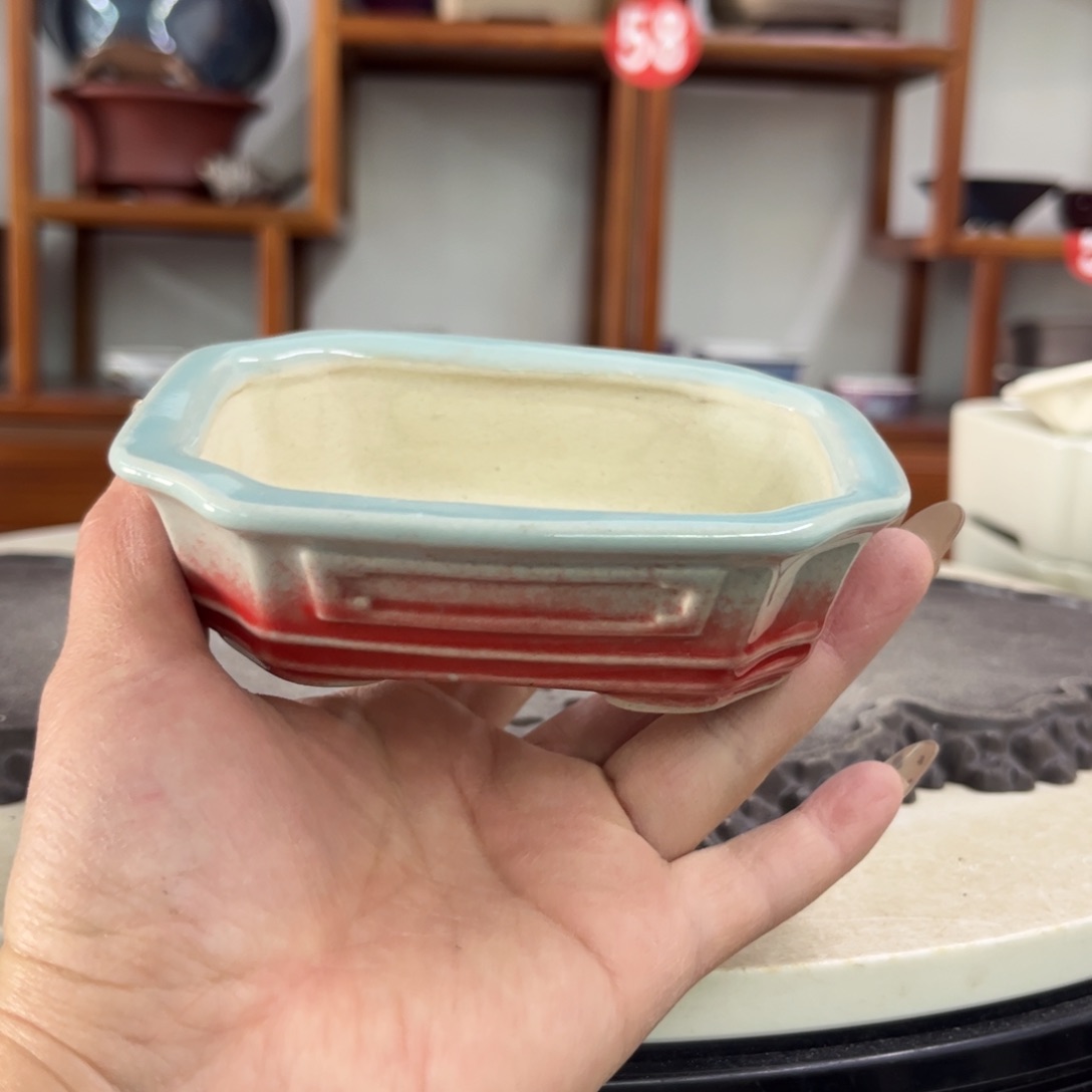 紫砂花盆瑕疵不平3.5-1/9