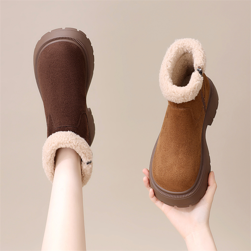 厚底保暖雪地靴女2025新款冬季加绒加厚休闲百搭增高显瘦通勤棉鞋