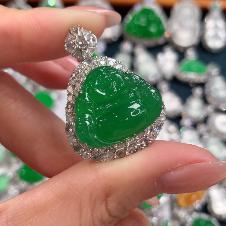 【闪购商品】翡翠颈饰18K金镶嵌佛公