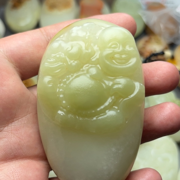 石材方解石手把件