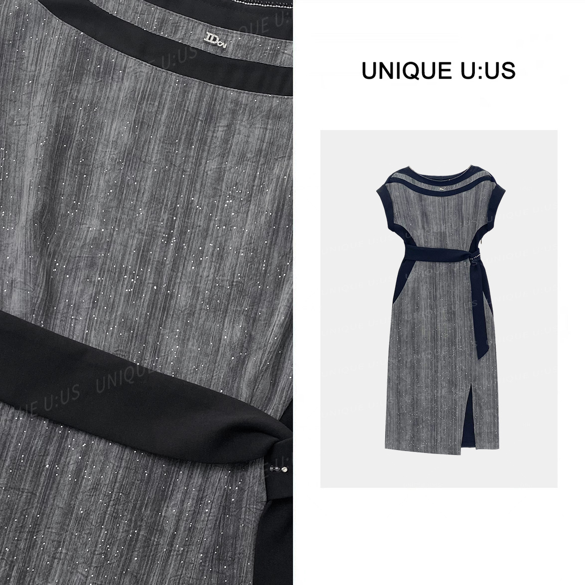 【TangTang·Studio】时尚撞色撒银工艺亲肤连衣裙T-251308