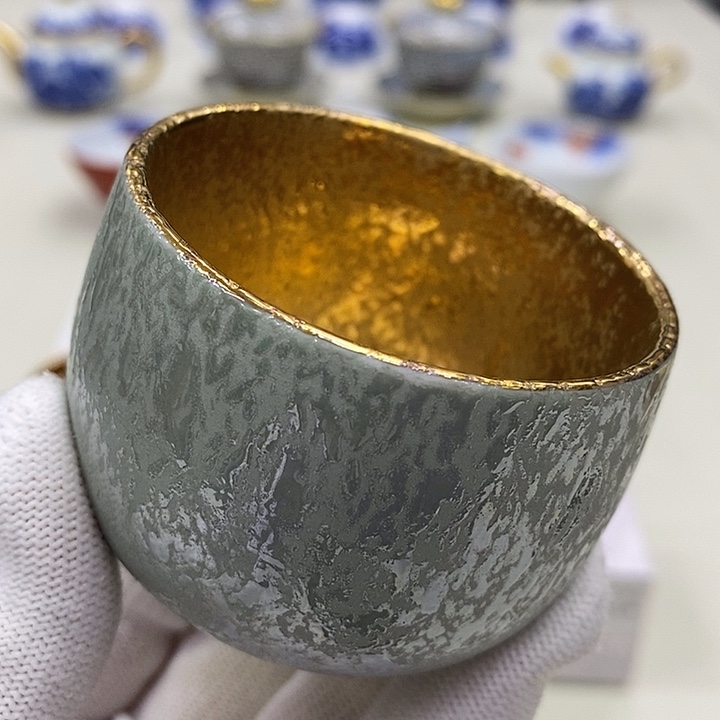 摆件口径6绿色进口瓷器