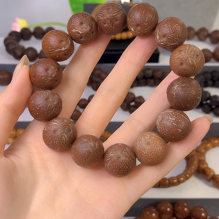 紫金鼠手串原皮大尺寸纯圆巴西籽