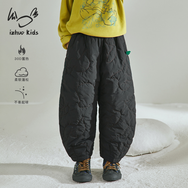 小日着三眼兔棉裤2025冬季新款男女儿童加厚保暖长束脚裤TD8207K0