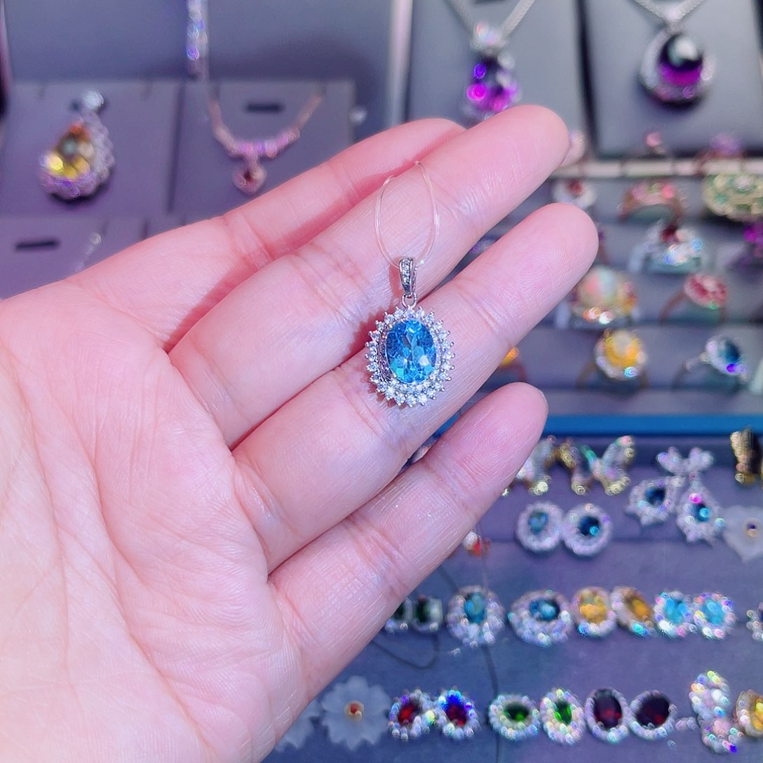 吊坠(赠链)银S925镶嵌托帕石