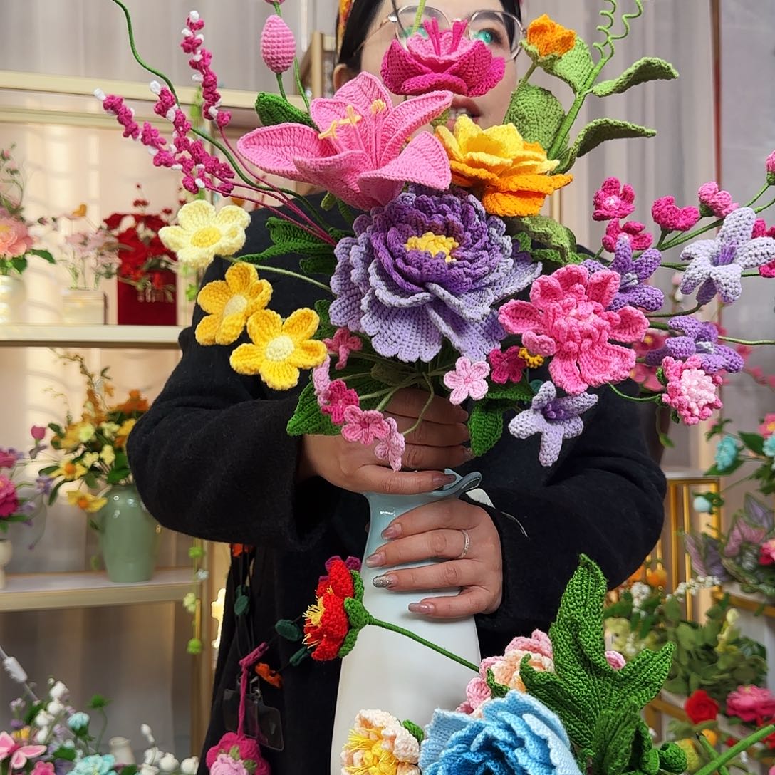 纯手工钩织手工钩织设计花束