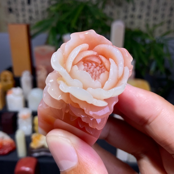 天然牡丹花石料印章精品可用于篆刻雕刻