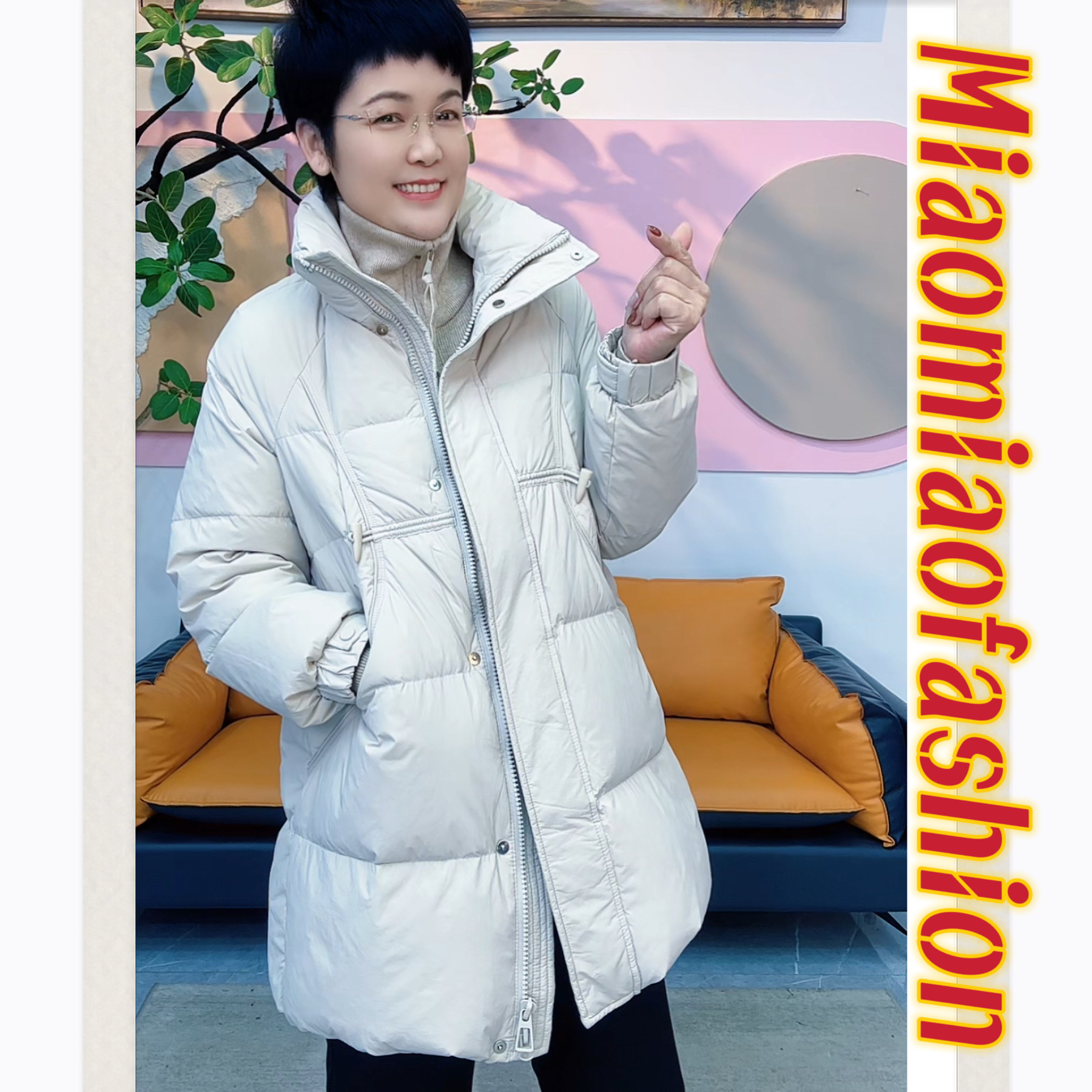 【MIO】米奥 羽绒服2025新款中长款韩版宽松显瘦牛角扣冬季立领外套