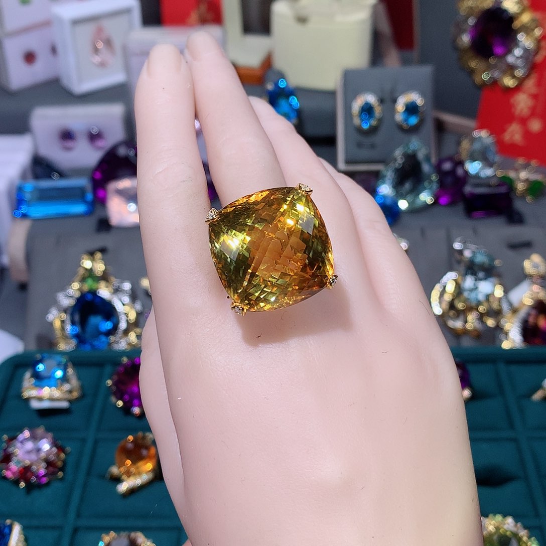 水晶戒指银S925镶嵌戒指