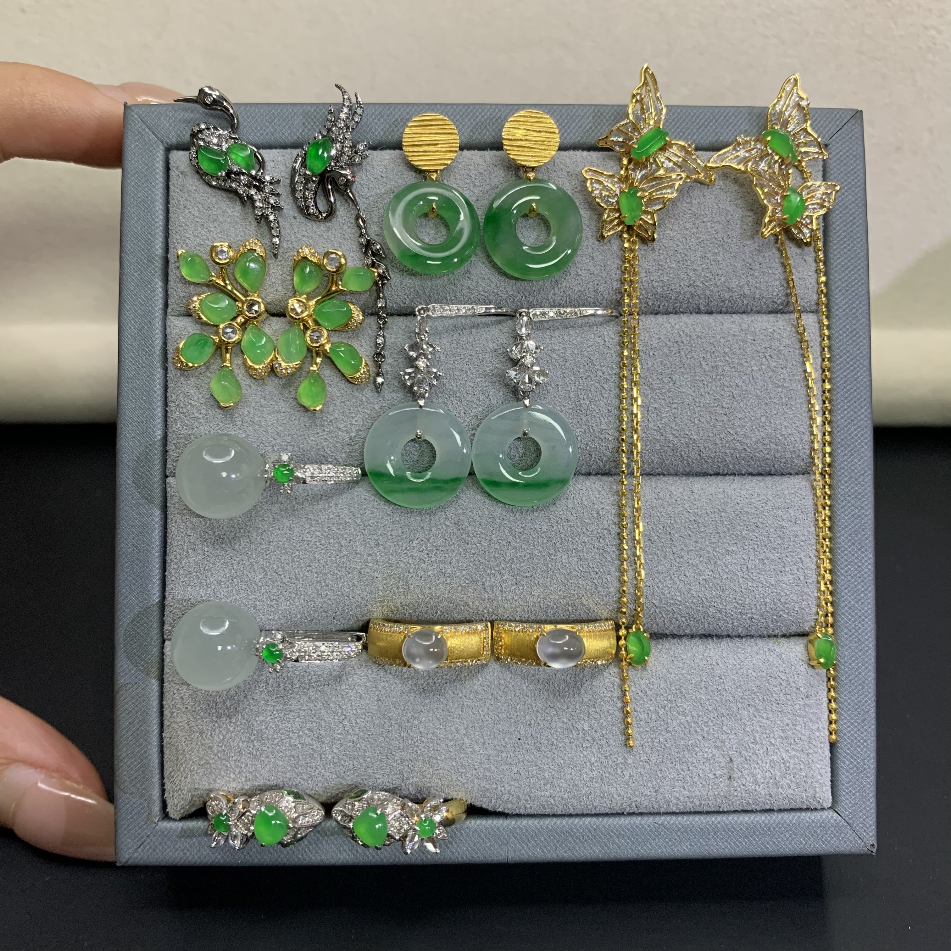 翡翠耳饰18K金镶嵌（多样性发其一）DJ16