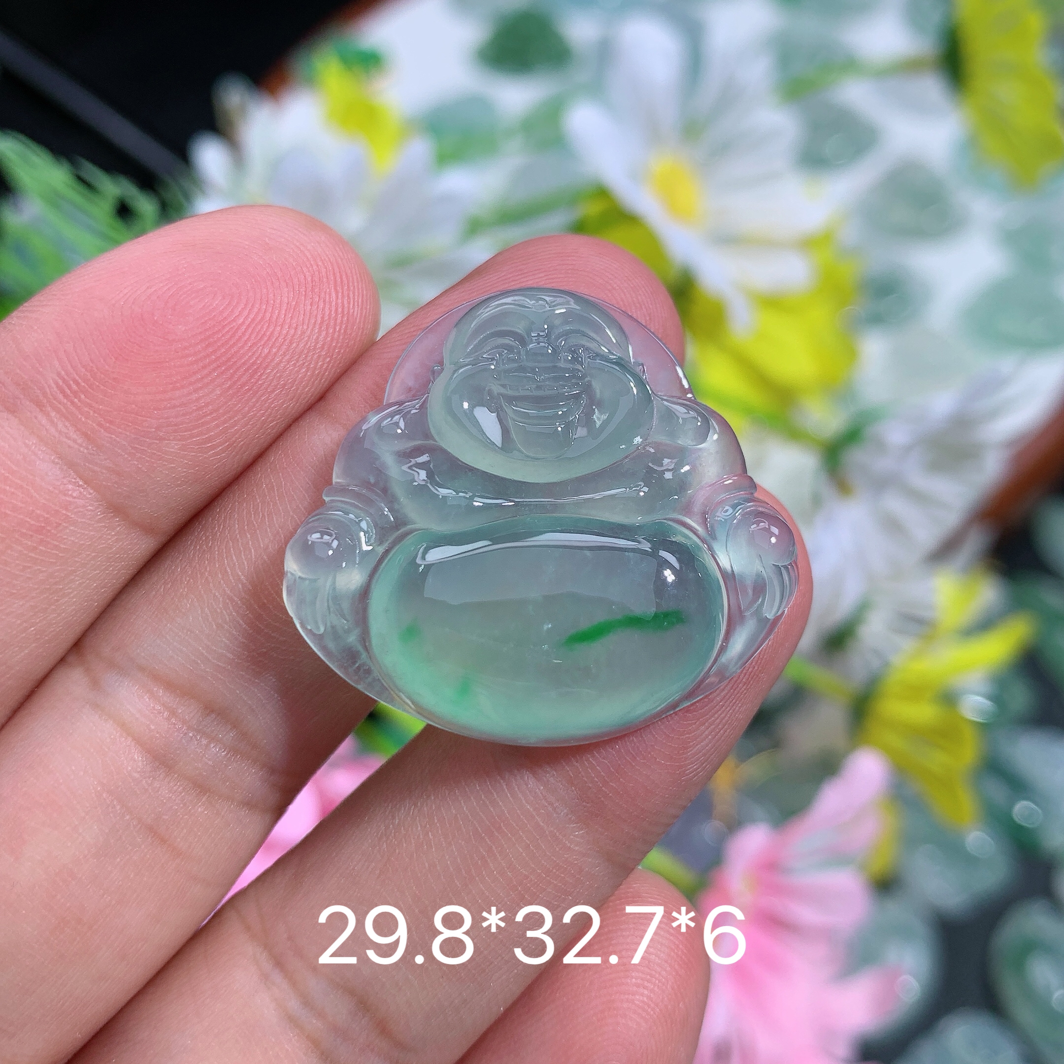 缅甸天然翡翠A货高冰种晴底飘阳绿佛公吊坠夏百搭气质精美礼物玉