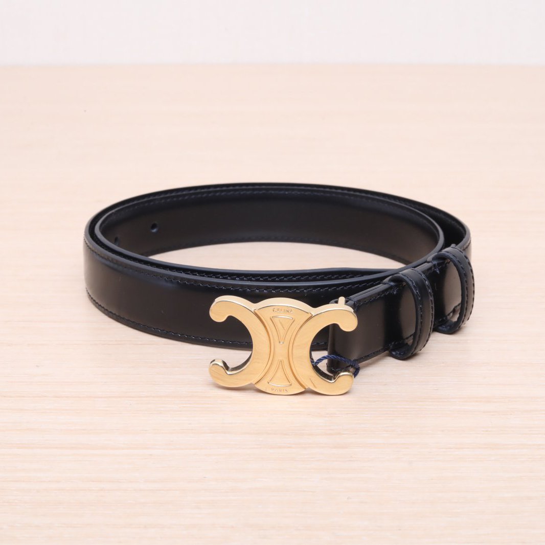 95新 Celine/思琳 【小花Han】凯旋门 光面牛皮 腰带 75cm