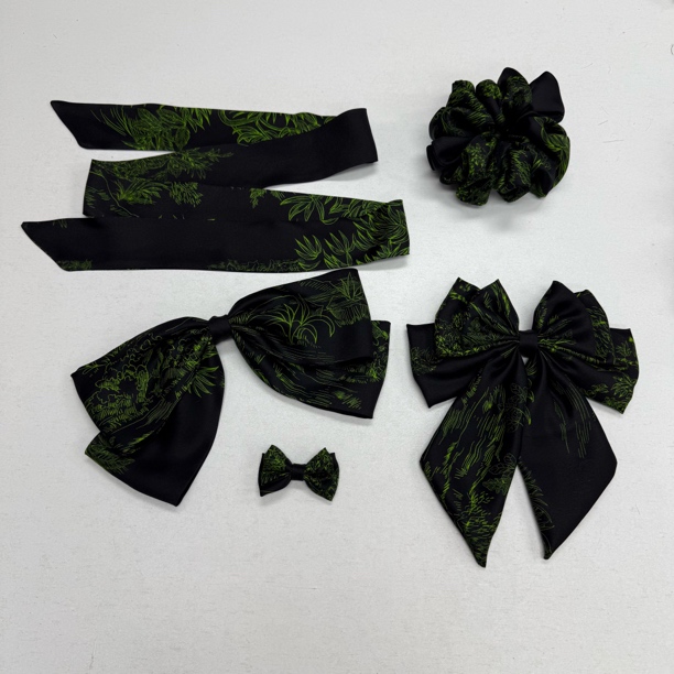 墨林荧光桑蚕丝7cm超大发圈蝴蝶结小边夹鸭嘴夹发夹发饰高级