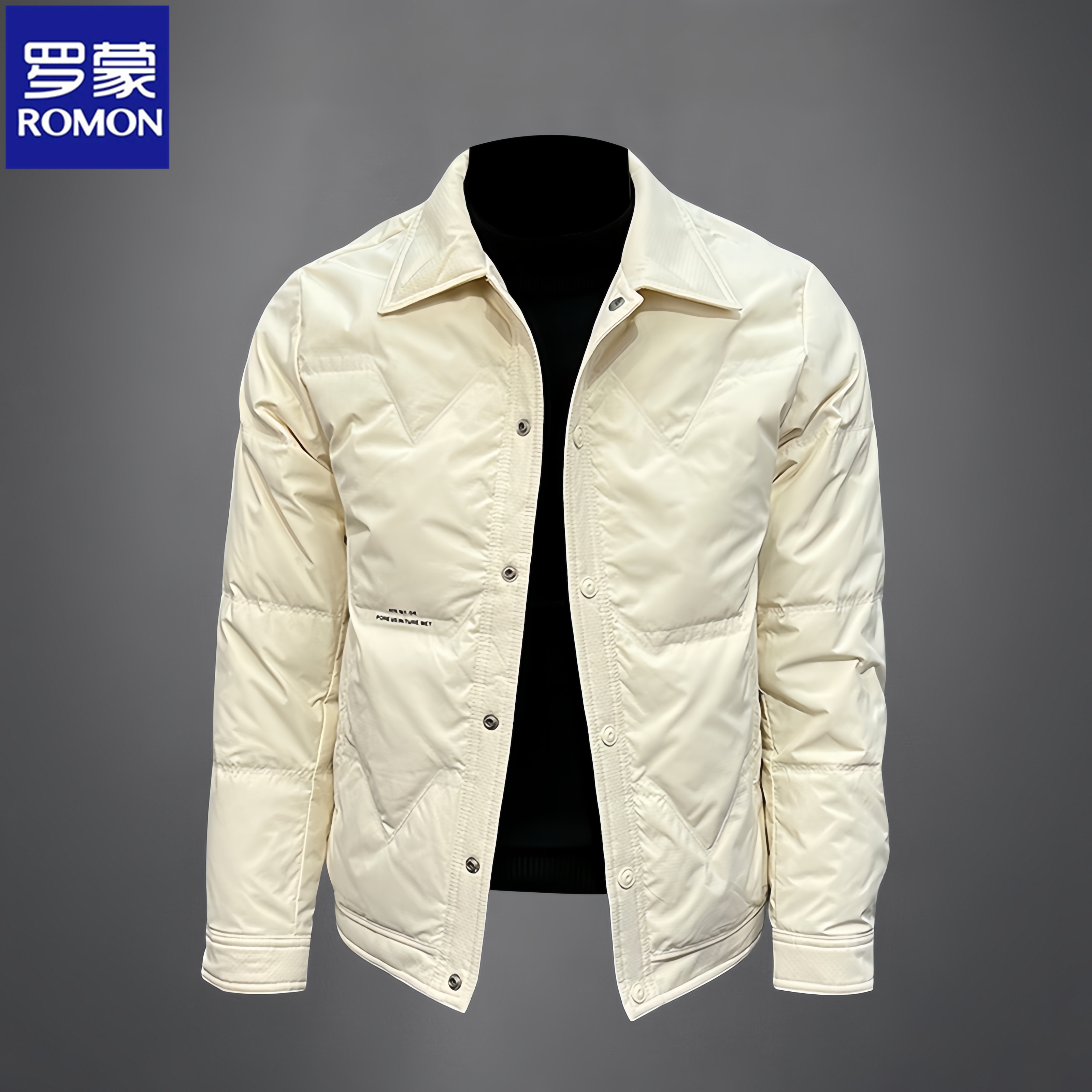 Romon/罗蒙冬季男士新款羽绒服工装休闲夹克韩版帅气翻领修身外套