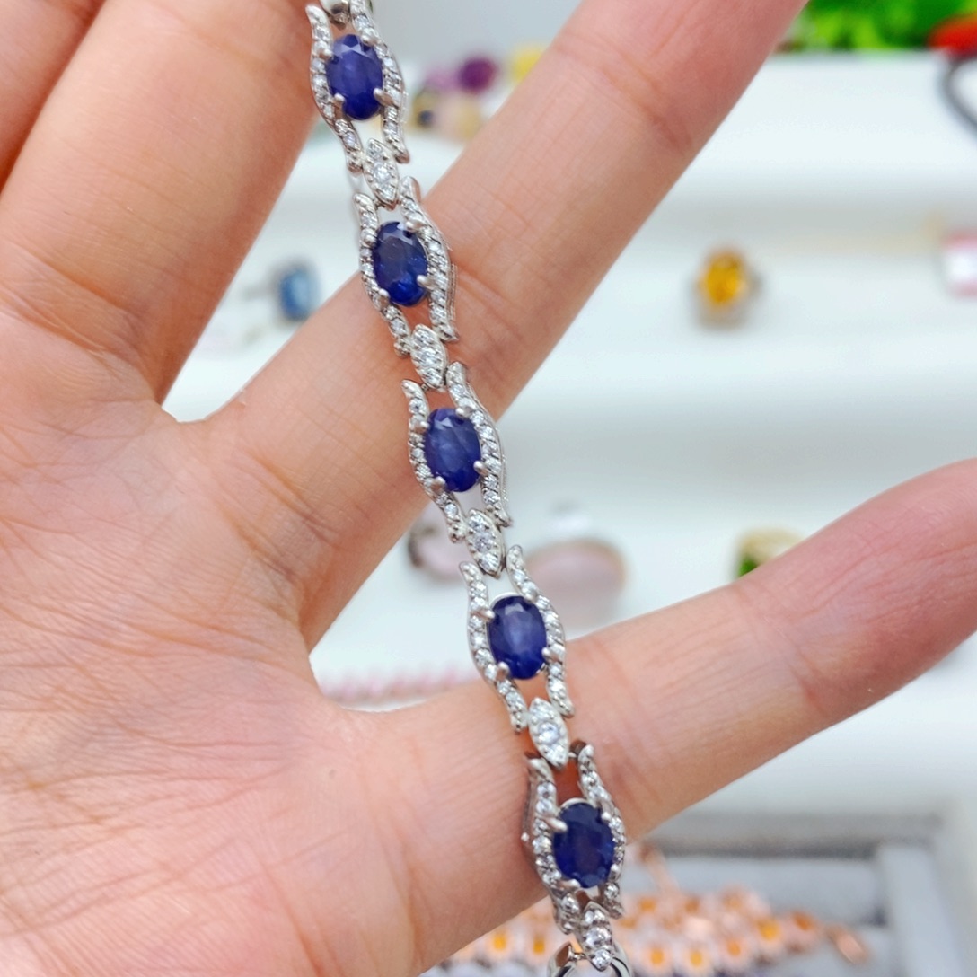 手链蓝宝石银S925镶嵌