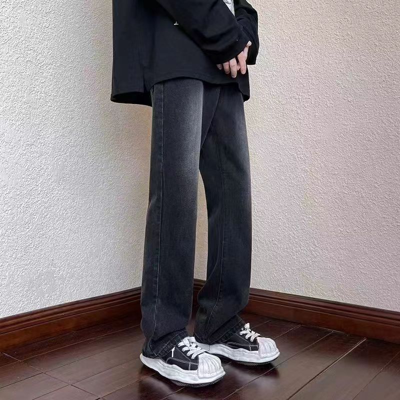 四季款宽松直筒版型男女同款潮流垂感牛仔裤子